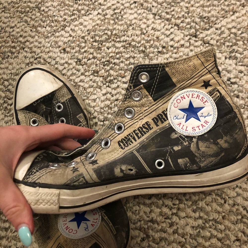 Newspaper print converse high top